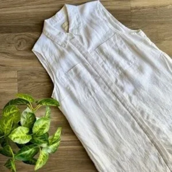 Chico’s Sleeveless Linen High-Low Tunic White | Button Down‎ Top Size 0 - Picture 3 of 15